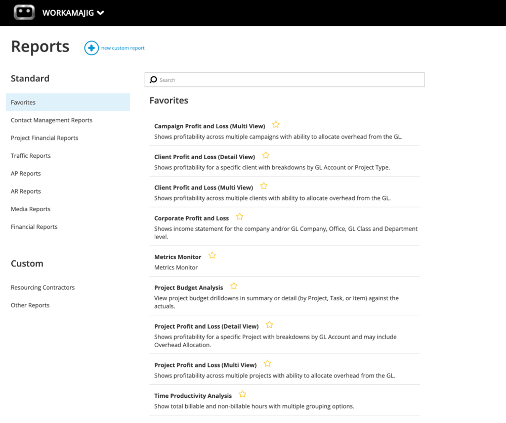 Reports - Standard - Favorites 